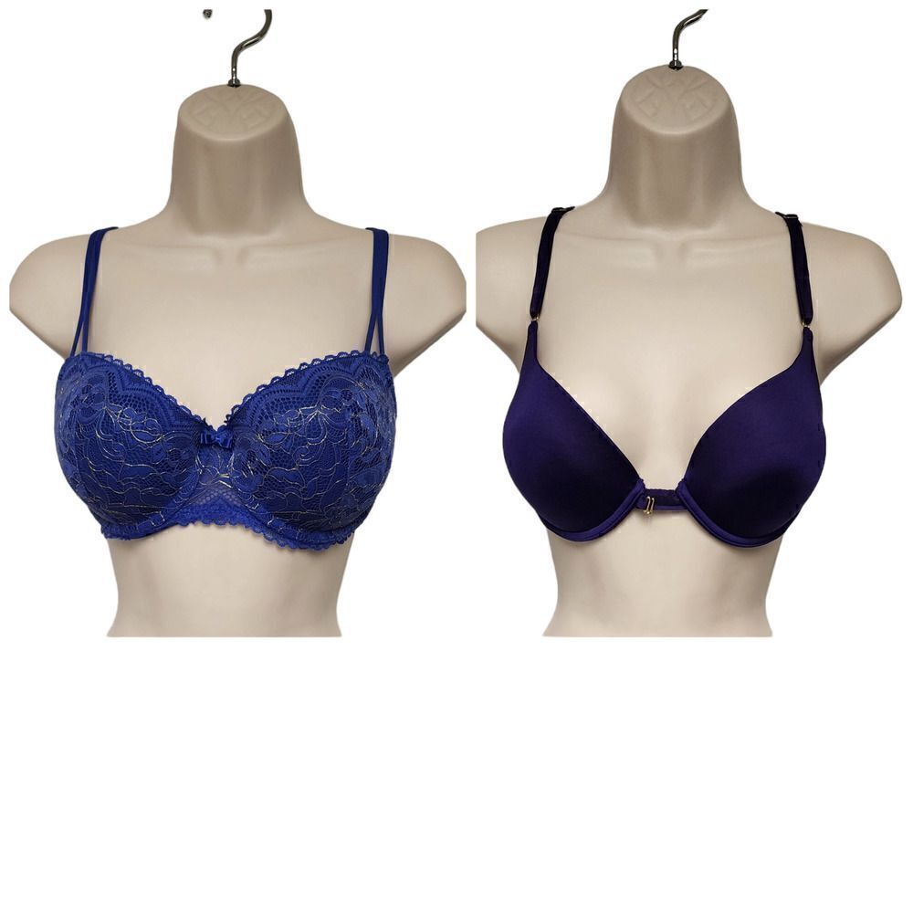 Lots Of 2 Underwire Full Support Push-Up Bras Size 36C Color Blue/Purple
